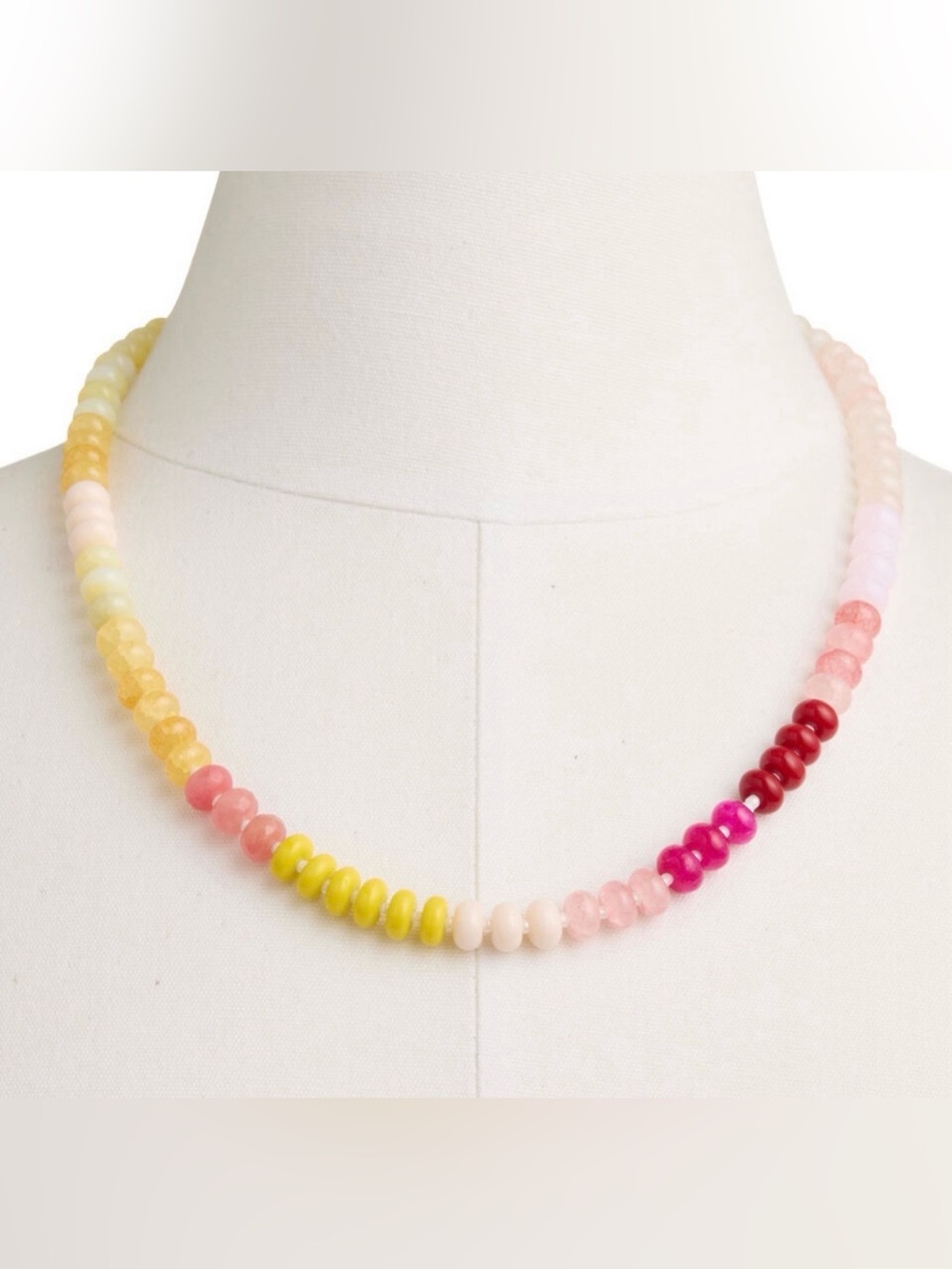Cost Plus World Market Multicolor Bead Necklace in Yellow, Pink, Red, Cream